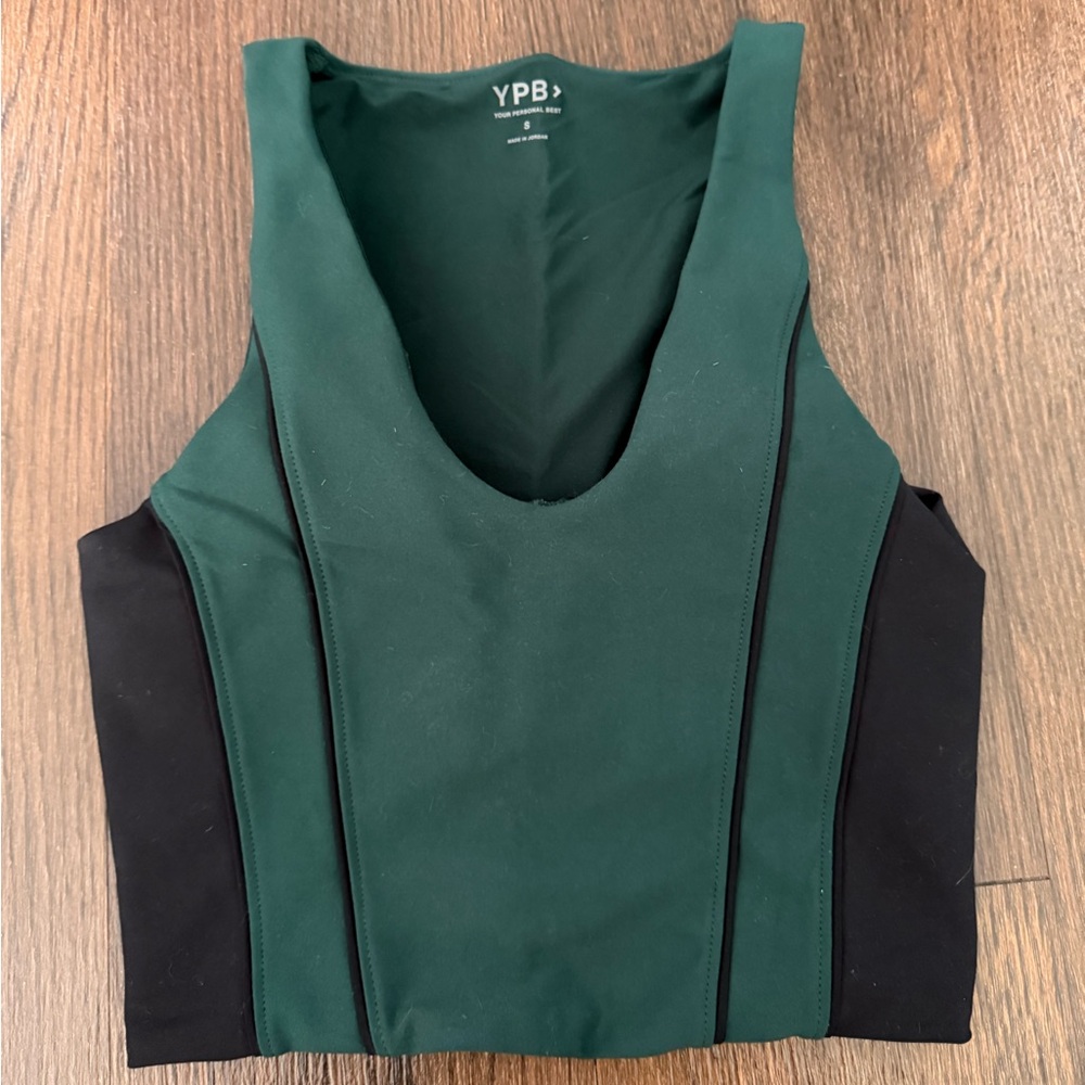 YPB Abercrombie & Fitch Green and Black Sleeveless Crop Top Athletic